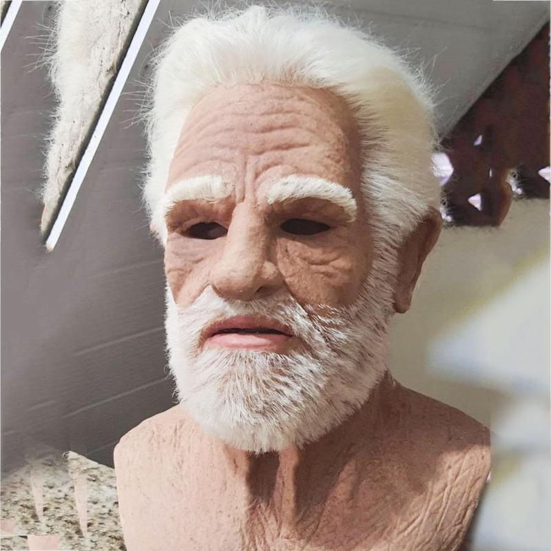 Realistic Old Man Mask Halloween Mask for Adults, Scary Latex Old Man Grandpa Mask Wrinkle Face Headgear for Halloween Party Cosplay Costume Masquerade, generalBestBest