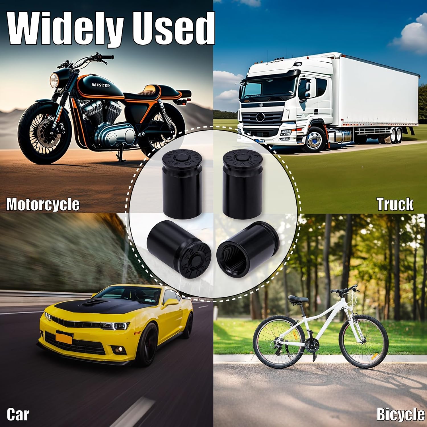 4PCS Bullet Shell Tire Valve Stem Caps, Aluminum Alloy Car Air Stem Cap, Universal Dustproof Tire Valve Stem Covers for Cars, SUV, Trucks, Bikes Digital Tire