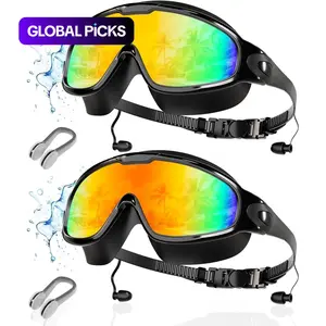 Swimming Goggles Anti-Fog UV Protection Leak-Proof, Comfortable Wide Vision for Adults Men Women Teens, Durable Design Swim Gear Set Swim Glasses Swimming Accessories Water Goggles Cool Swimming Goggles