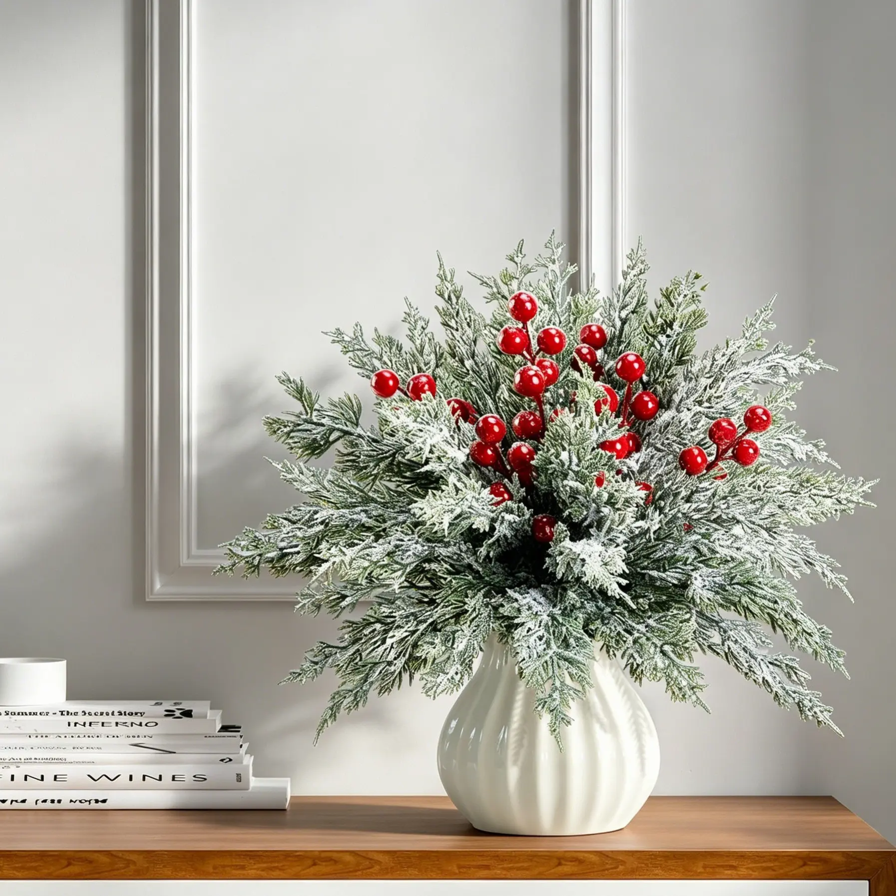 50pcs Pine Branch Berry Plant Combo, Home Table Centerpiece, Christmas Decor, Pine Needle Arrangement, Festive Indoor Plants