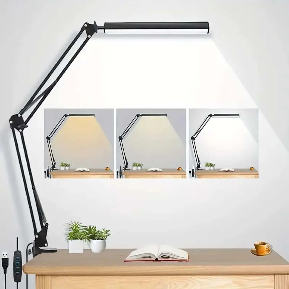 1pc Aluminum Iron Desk Lamp,Modernist Foldable Adjustable Reading Table Light For Work Bedroom, Office, Gift, Nail Beauty Lighting, LED Work Lamp