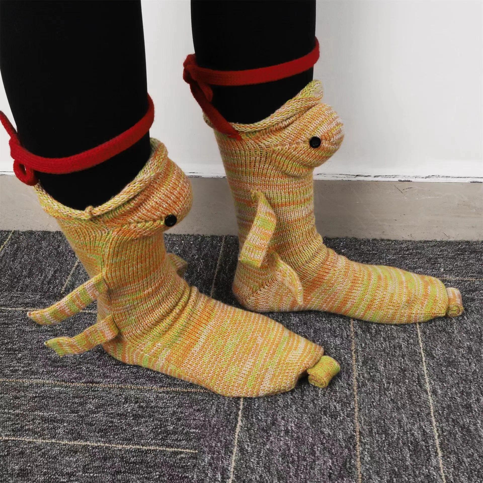 Christmas Socks Knitted Crocodile Socks Animal Funny Socks Holiday Party Supplies