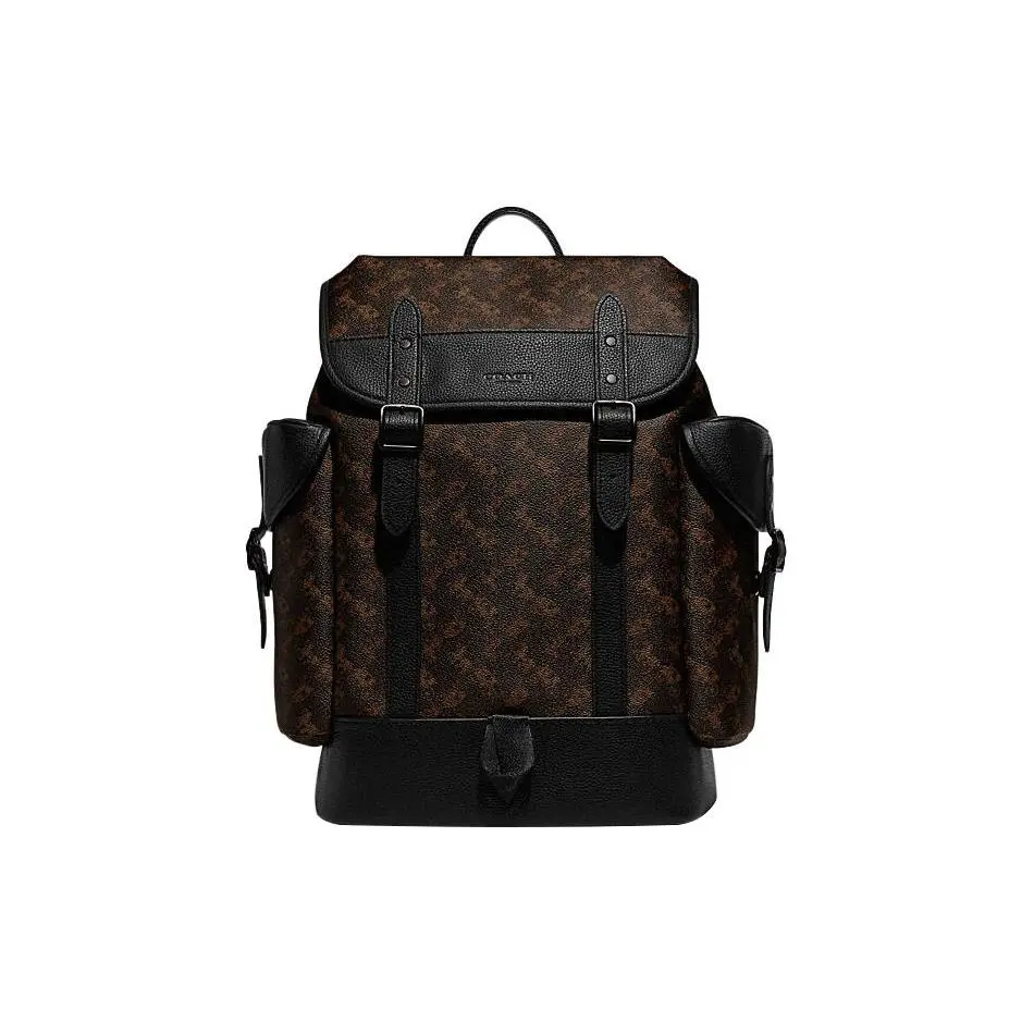 COACH Hitch 31 Classic Monogram Drawstring Backpack in Deep Brown for Men