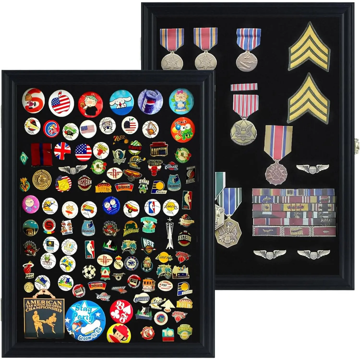 Large 19 X 14 Pin Display Case Medal Shadow Box with 98% UV Protection for Military Medals, Beach Tags, Jewelry Pins, Pin Gift, Insignia Ribbons Memorabilia Black Finish