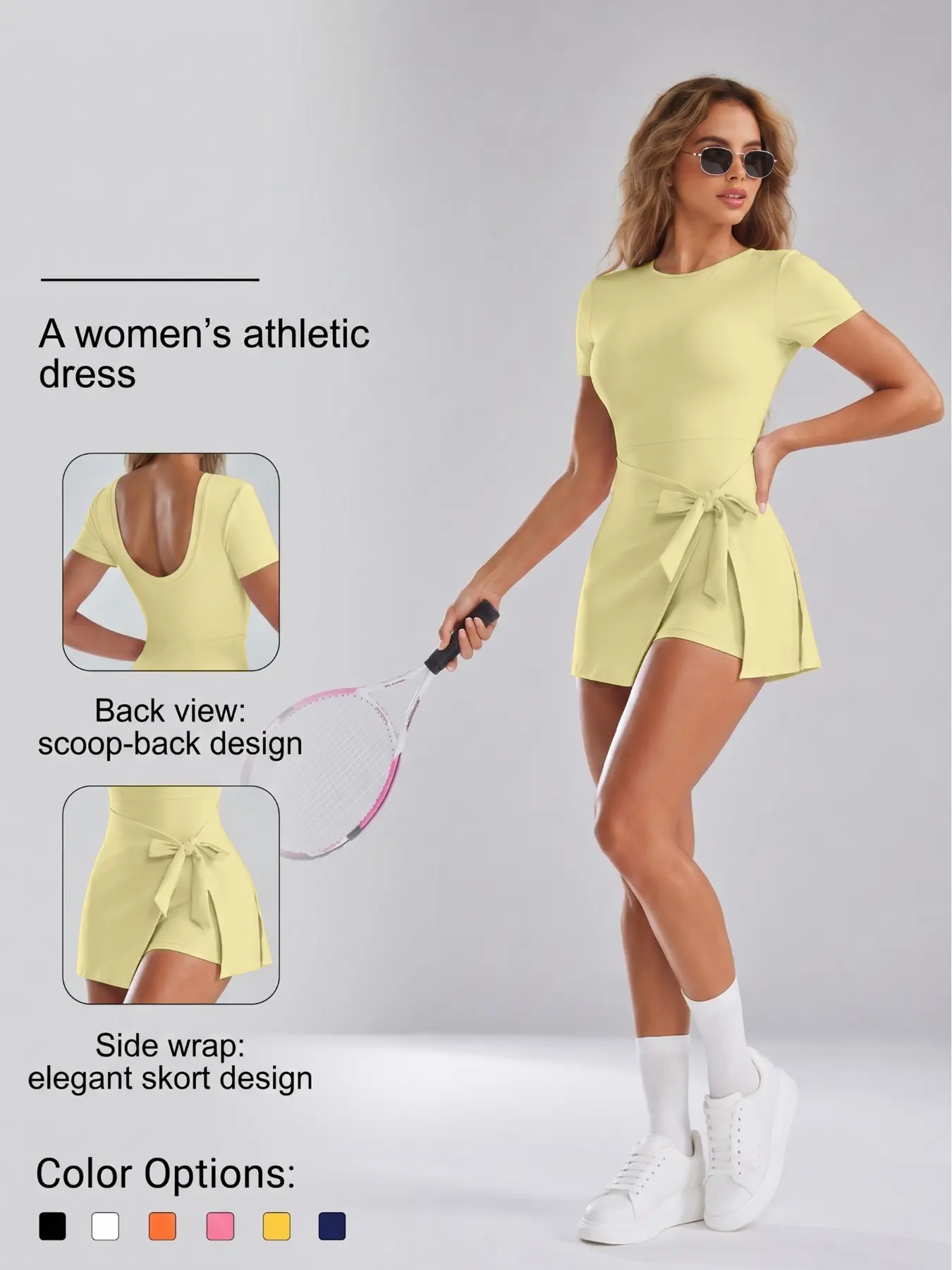 Women's Sporty Dress , Waist Cinch Design, Ideal for Golf and Pickleball, Fashionable and Practical
