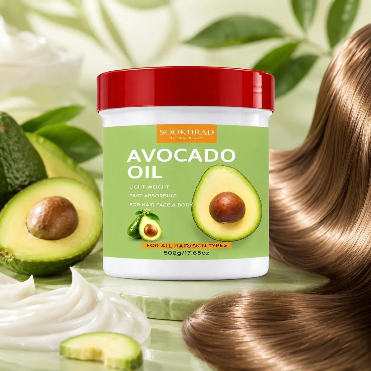 Avocado Oil, lightweight, fast absorbing, for hair face and body, all skin types, 500g