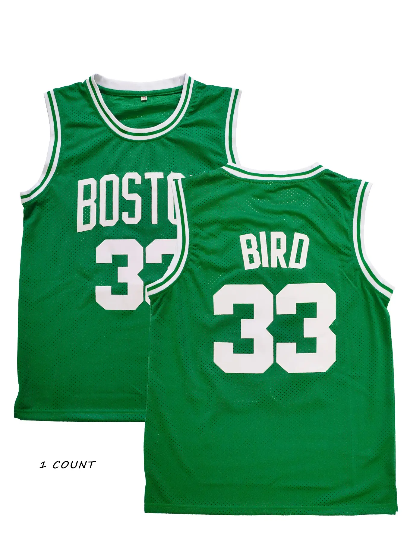Men Retro Basketball Jersey #33 Bird Sports Style Jersey Vintage Green Mesh Sleeveless Sports Tank Top Breathable Fan Jersey For Training Party Daily Wear