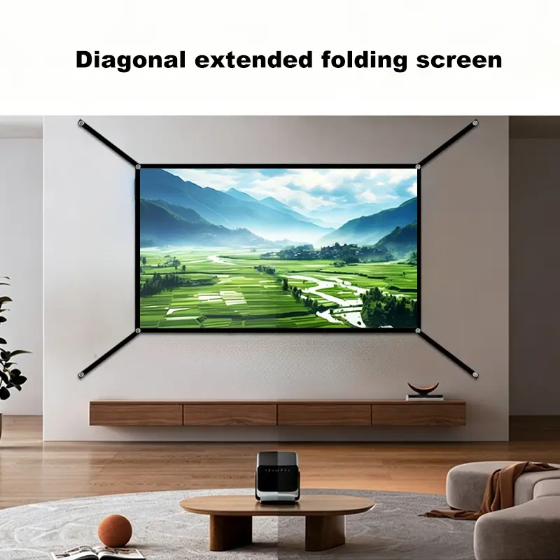 Portable extended projection screen, 60/72/84/100/120/150, designed for hanging. Suitable for wall mounting, ideal for office presentations and home theater use