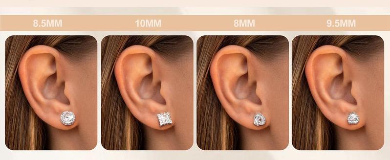 4 Pairs Trendy Sterling Silver CZ Stud Earrings for Women 14K Gold Plated Brilliant Celtic Heart Big Stud Earrings Set Cubic Zirconia Earrings Studs for Sensitive Ear