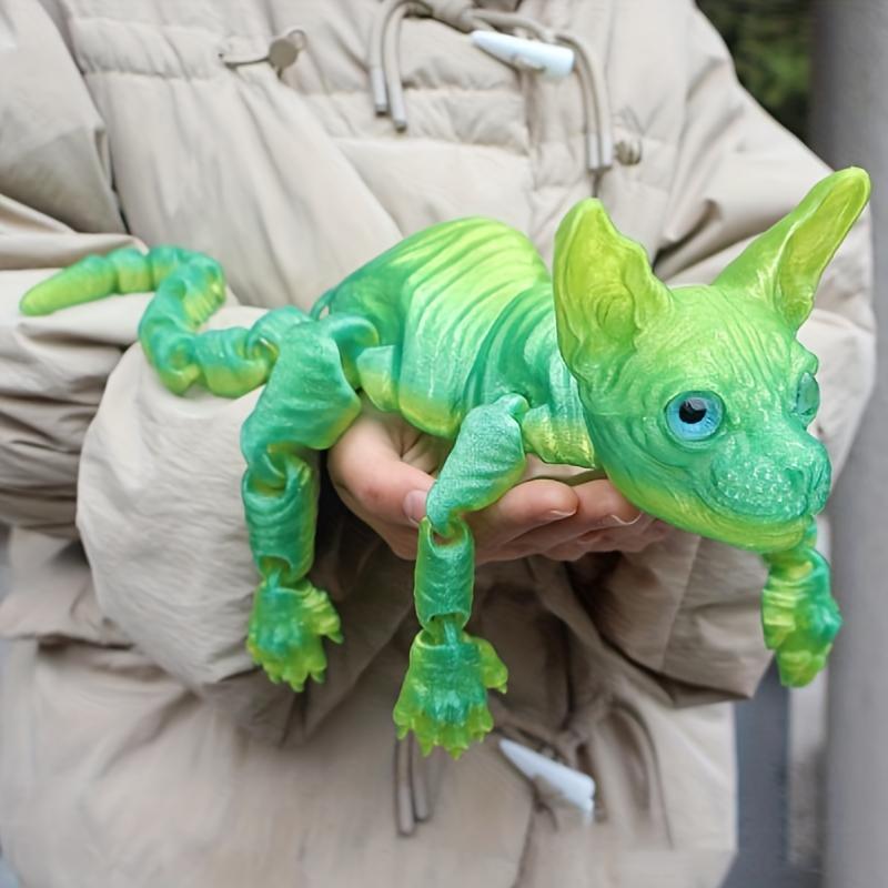 3pcs Large 3D Printed Cat, 19.96 Inches and 9.06 Inches,Hairless Cat ,ADHD, 3D Printed Sphynx  Cats With Flexible Articulated Joints, Stress Relief Toys For Adults, 3D Printed Animals,Perfect boys christmas gifts party decoration gifts men Movable Desktop