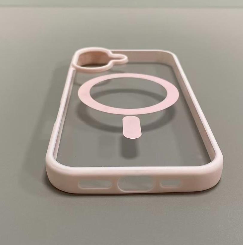 Mushroom Pattern Large Hole Frosted TPU Frame Suitable For IPhone 17 Air/16 15 14 13 12 Pro Max/17 16 15 14 Plus X/Xs Max, Suitable For Samsung S22 S23 S24 S25 Ultra/Plus/FE/+ Acrylic Transparent Wireless Charging Anti Drop