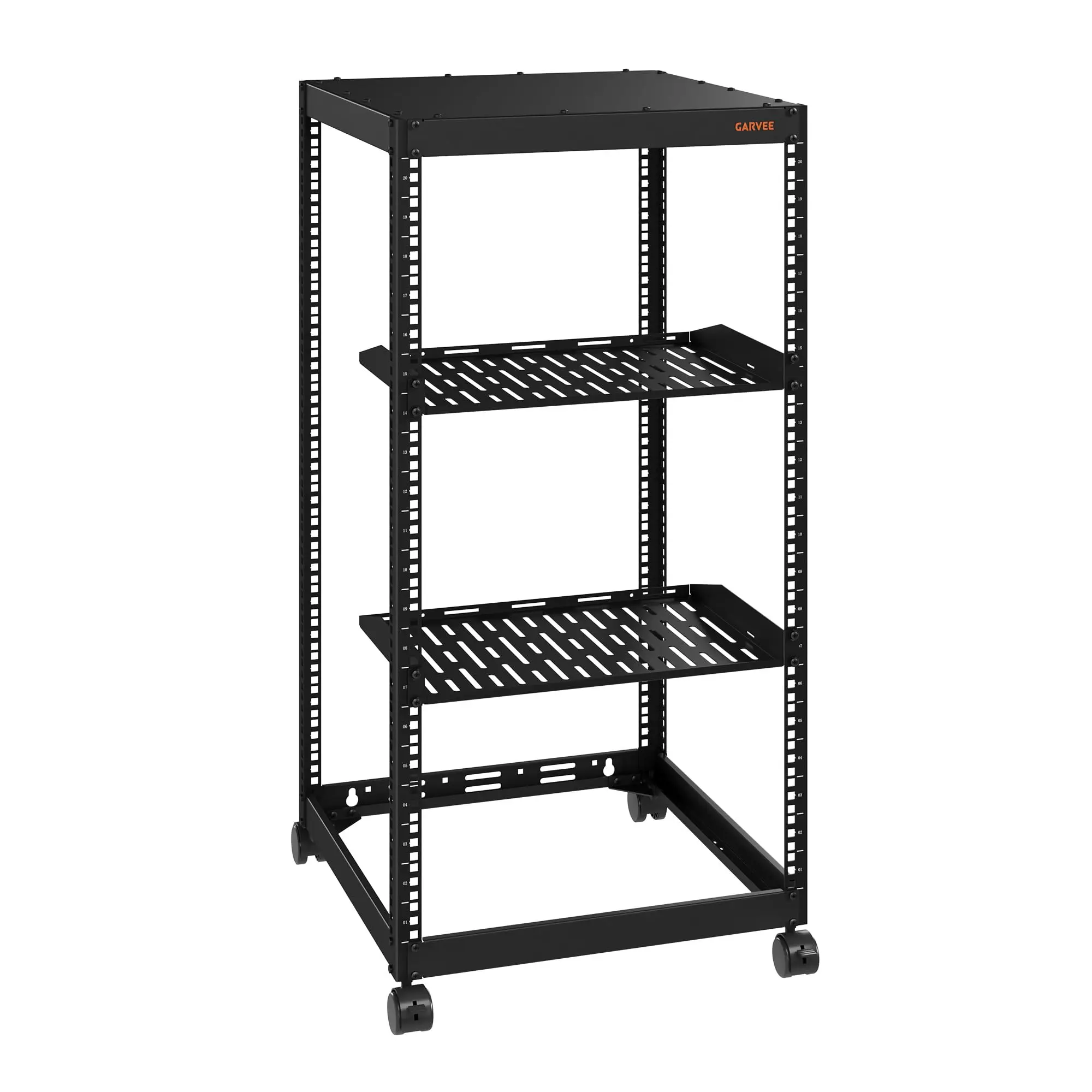 Open Frame 20U Network Server Rack - Floor Standing or Wall Mount - AV/IT Equipment Rack Cabinet for Home & Small Office Network Setup - 20U