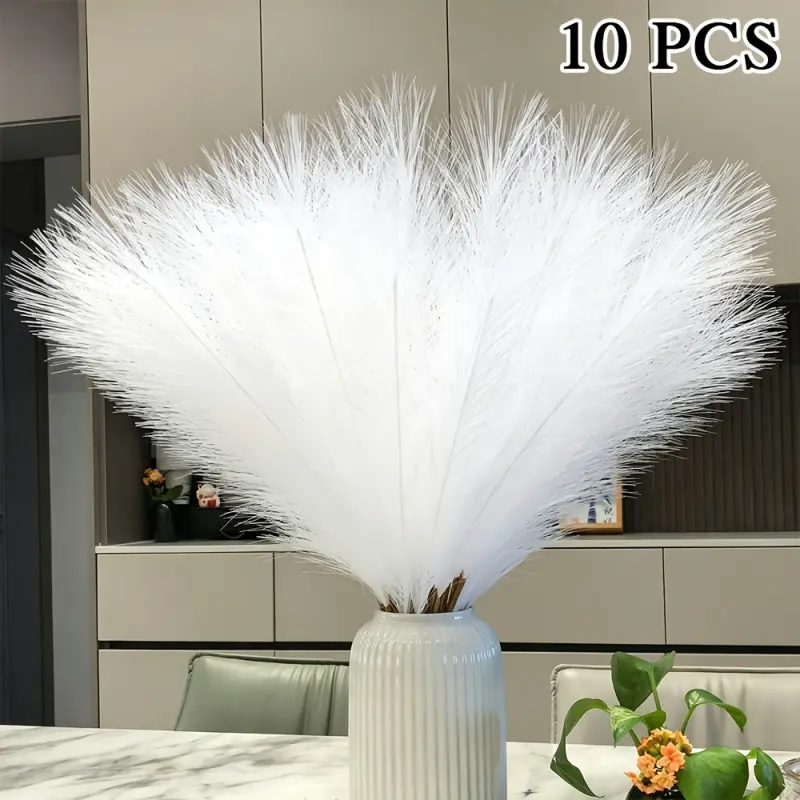 Artificial Pampas Grass Rose Bouquet Living Room Dining Table Bedroom Wedding Party Indoor Home Use For Home Decor Lovers Bohemian Creative Floral Arrangement Decor 20 Bouquets Vase Not Included Artificial Flower Ornament