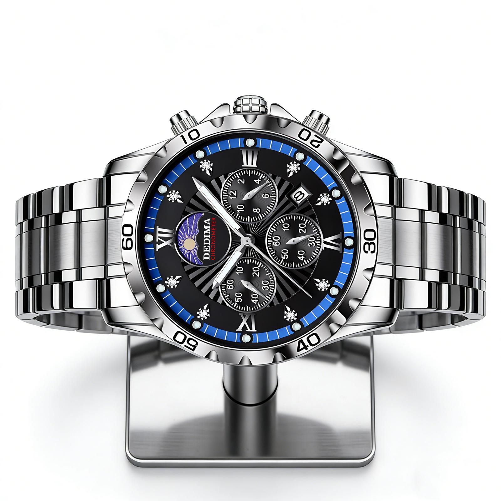 Men's Quartz Watch PE903 Movement 42mm Dial Luminous Display Calendar Moon Phase 30M Waterproof Stainless Steel Strap Business Style Hot-Selling Item Men's Quartz Watch PE903 Movement 42mm Dial Luminous Display Calendar Moon Phase 30M Waterproof Stainless Steel Strap Business Style Hot-Selling Item