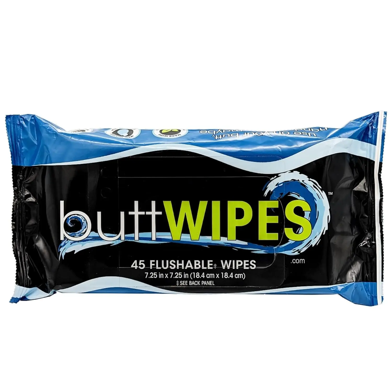 buttWIPES Flushable Wipes (1 Pack, 45 wipes) - Flushable Wipes for Adults - Water-Based  Wipes with Aloe and Vitamin E - Made Without  or Added