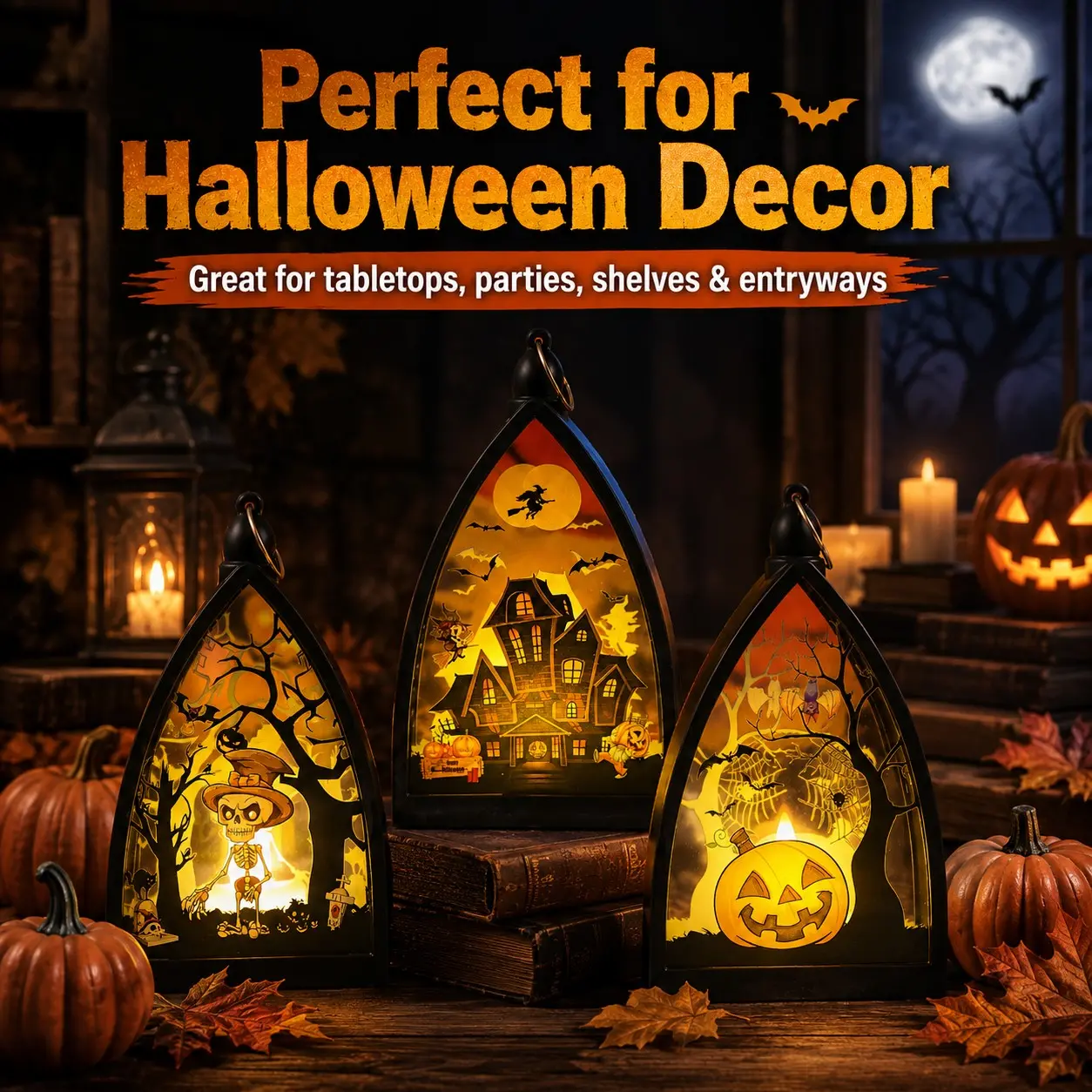 Halloween Handheld LED Candle, Electronic Wind Lantern, Festive Decoration, Atmosphere Light, Halloween Setup Props, Ornament