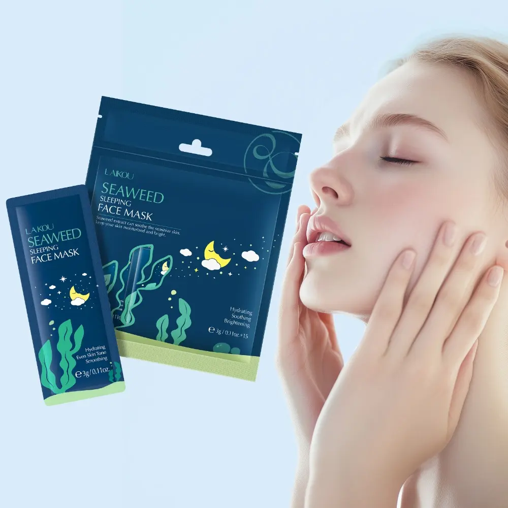 Algae Sleep Mask 3g * 15 Pcs, No Rinse Hydrating Face Mask, Moisturizing Overnight Treatment, Convenient Bag Packaging, Moisture