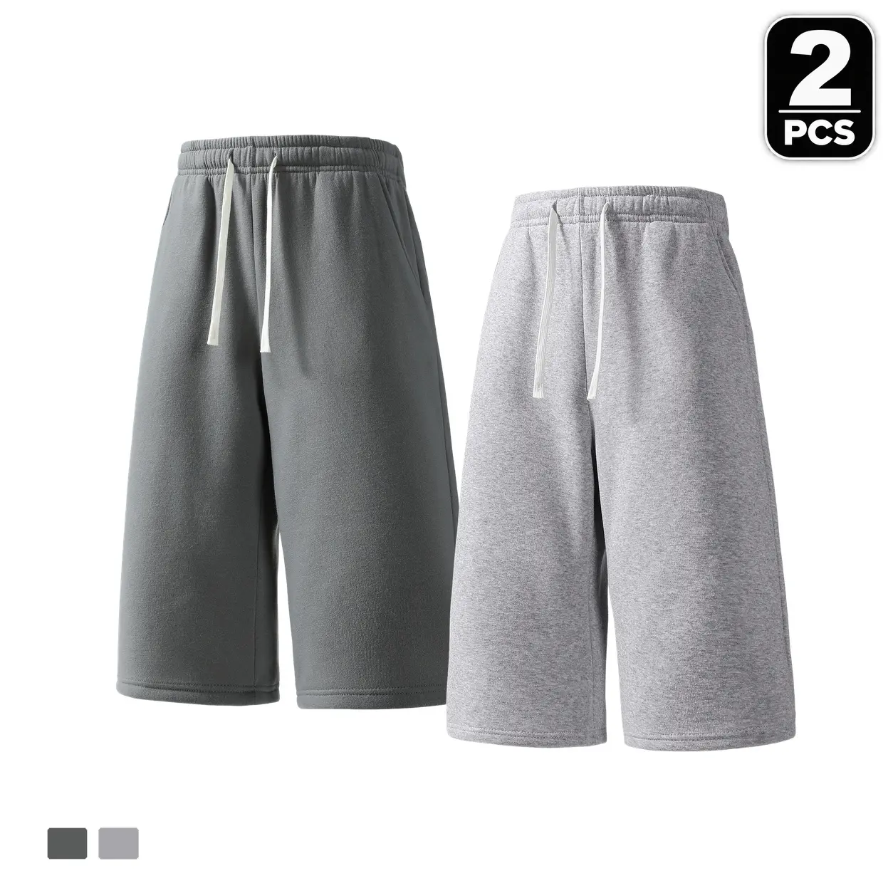 2-Pack Men's Casual Capri Pants Featuring a Relaxed Fit below the Knee and Side Storage for Everyday Items for Relaxed Outings and Home Wear