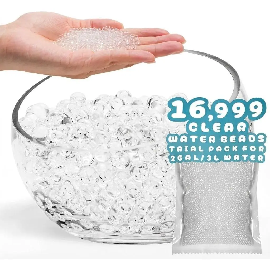 Clear Deco Granules 16,999 Pcs Trial Pack Fills 2 Gal Vase | L Size 0."-0.6",  Clear,  & Durable, Invisible Vase Filler, for Wedding,  & Event Decor, Floating Candle