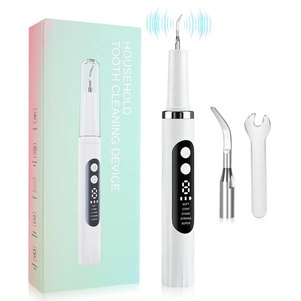 Electric Teeth Cleaner Brush, Cordless Tooth Cleaner, 5 Modes Plaque Remover, Tartar Cleaning Tool, 2 Replaceable Heads, Home Travel Kit, Oral Care Essentials