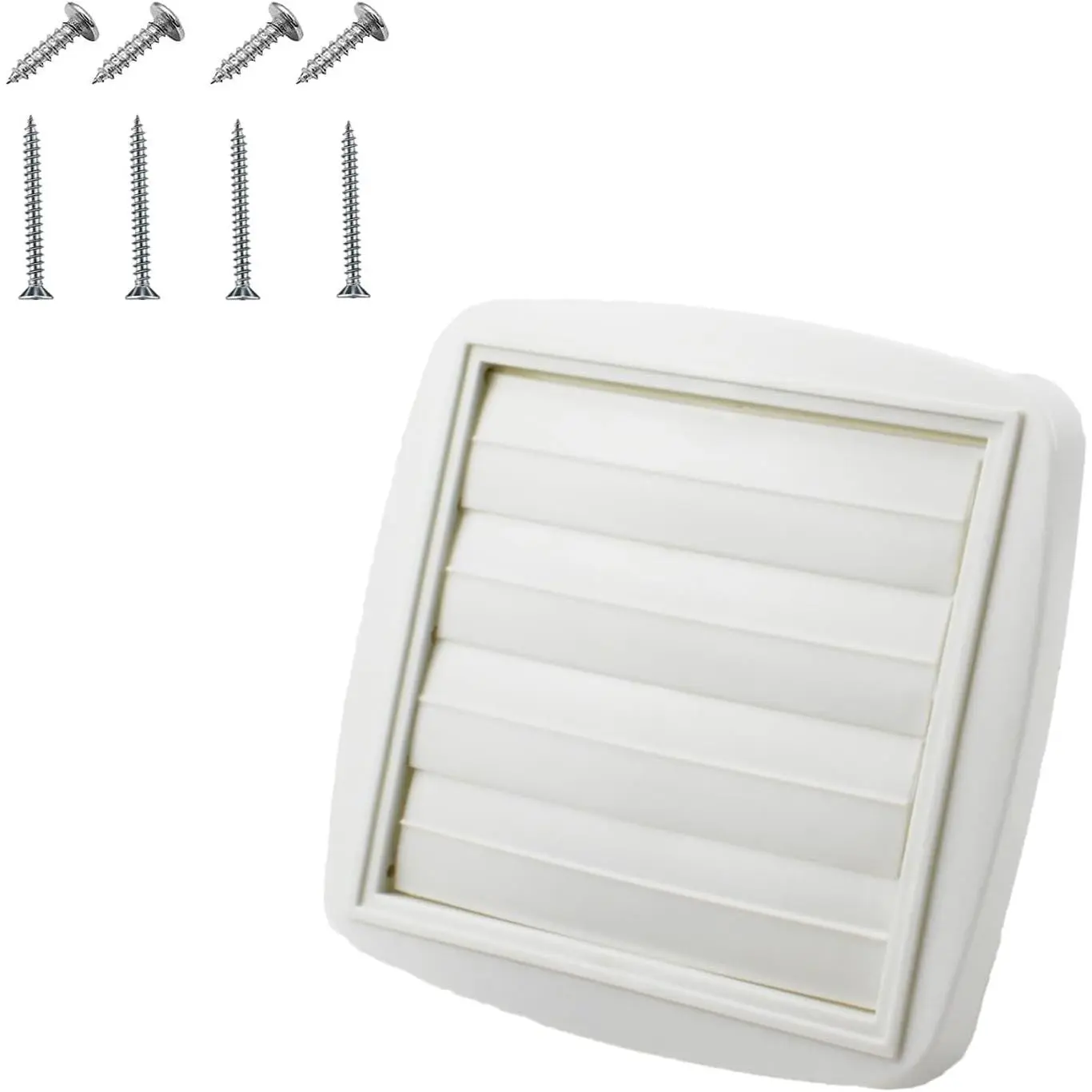 Adjustable Dryer Vent Cover Outside 4'' to 5'' to 6'' Plastic Louvered Outdoor Dryer Vent Covers for Wall Airflow Vent Dryer Cover with 8 Screws, White