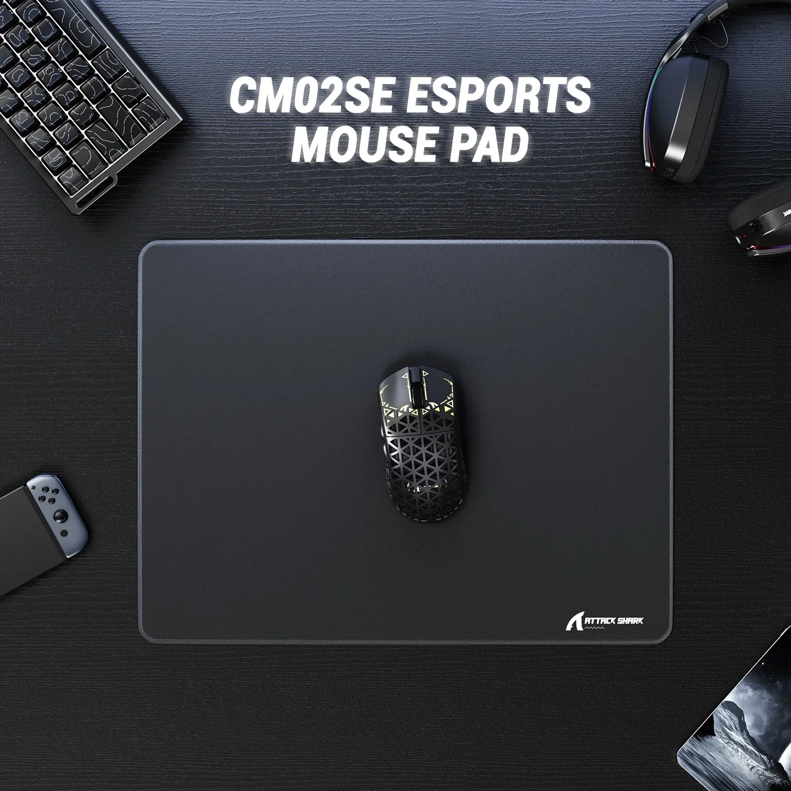 ATTACK SHARK CM02SE Gaming Mouse Pad for Esports Speed Mouse mats for Desk Waterproof Surface Stitched Edges and Anti-Slip Rubber Base