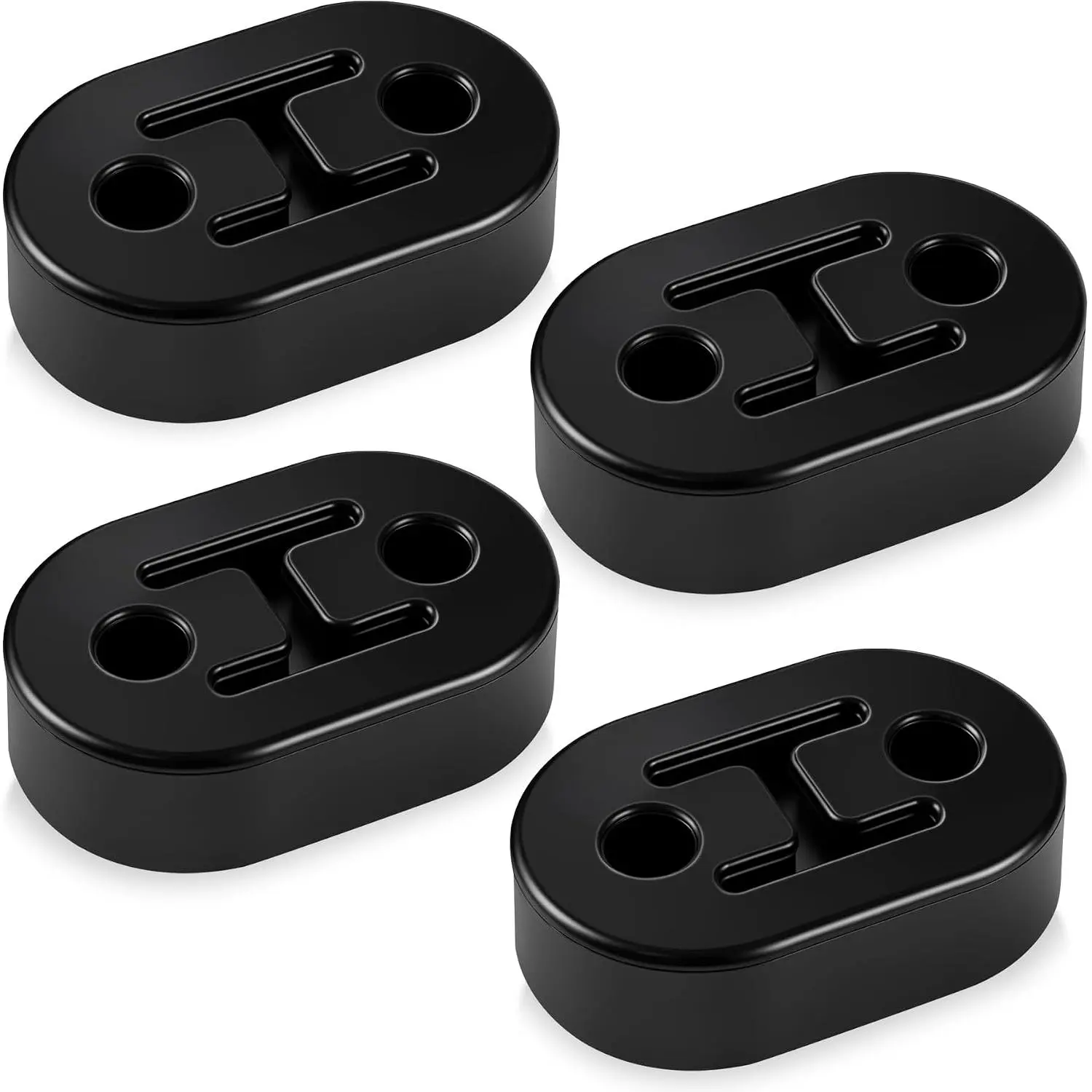 Rubber Exhaust Hanger, Muffler Exhaust System, Heavy Insulator Support Bushing Installation, 2 Holes 0.47 Inch, High-Density Tailpipe Damping Hanger (4PCS Black)