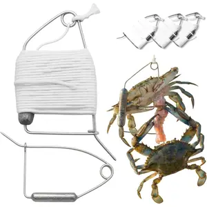 Blue Crab Throw Line Kit - 30ft Cotton Hand Line with Heavy Sinker - Chicken Necking Drop Line for Pier, Dock & Bridge - Designed in USA