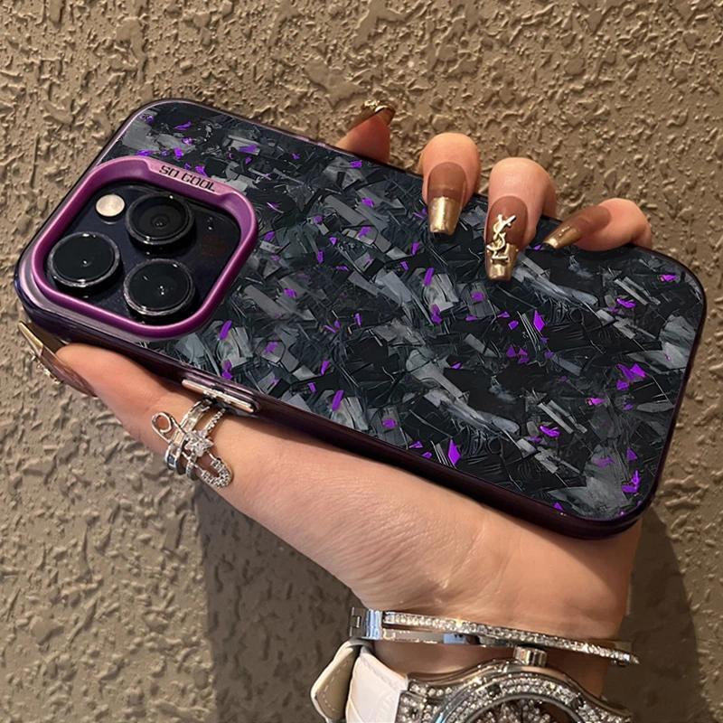 Imitation Forged Carbon Fiber Plating Phone Case For iPhone 17 16 15 14 13 12 11 Pro Max Shockproof Matte Hard Cover