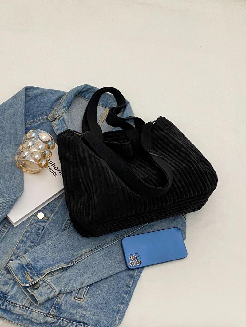 Summer 2025 New Arrival Women's Preppy Minimalist Tote Bag As Gift, Trendy Large Capacity Shoulder Bag, All-match Shoulder Bag for Daily & School Use, Clean Girl Commuter Bag for Teen Student, Valentine's Day, Gift