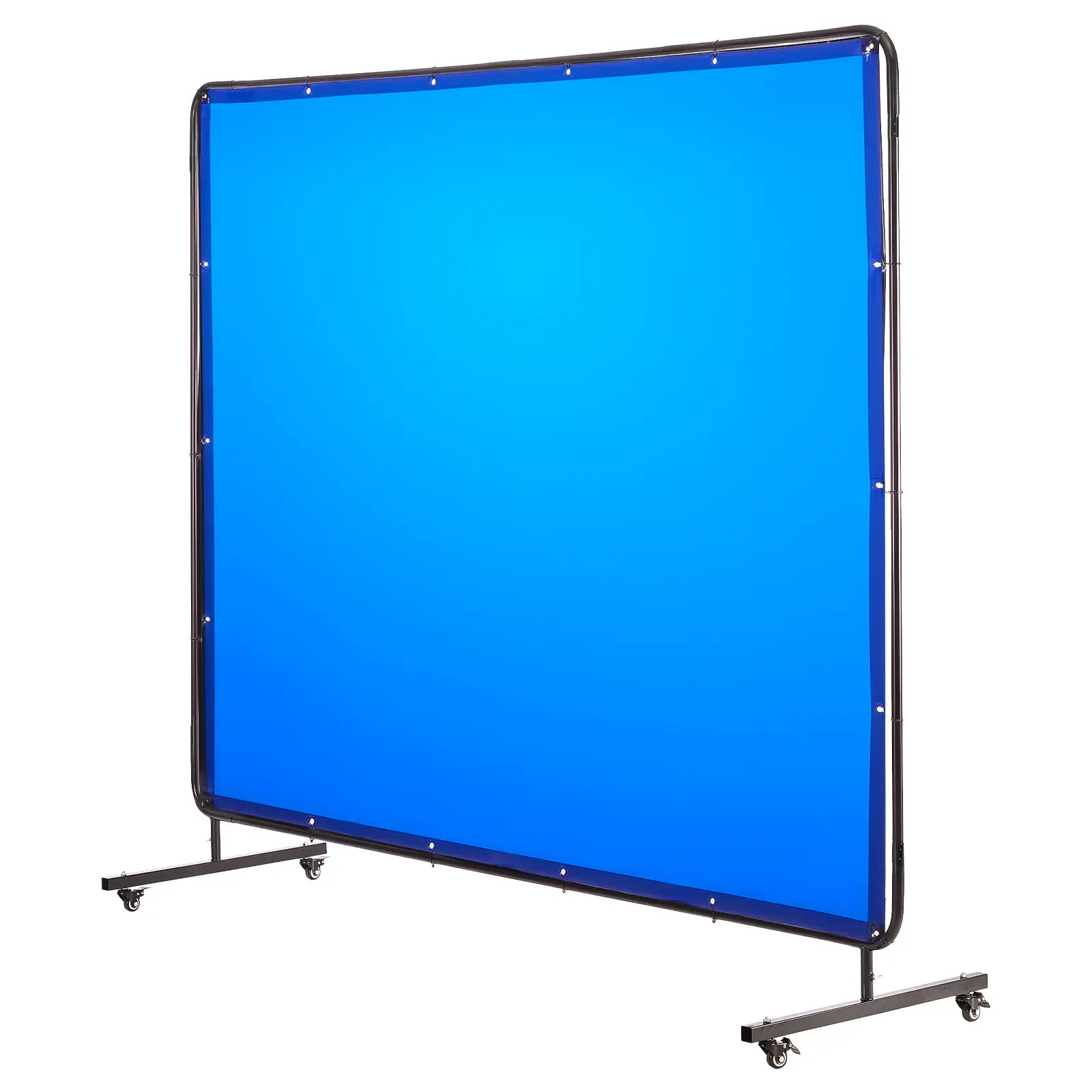 VEVOR Welding Screen with Frame, 6x 8 FT Welding Curtain Screen, Flame-Resistant Vinyl Safety Protection Screens with Lockable Swivel Wheels 6-Level UV Protection for Workshop/Industrial Use, Blue