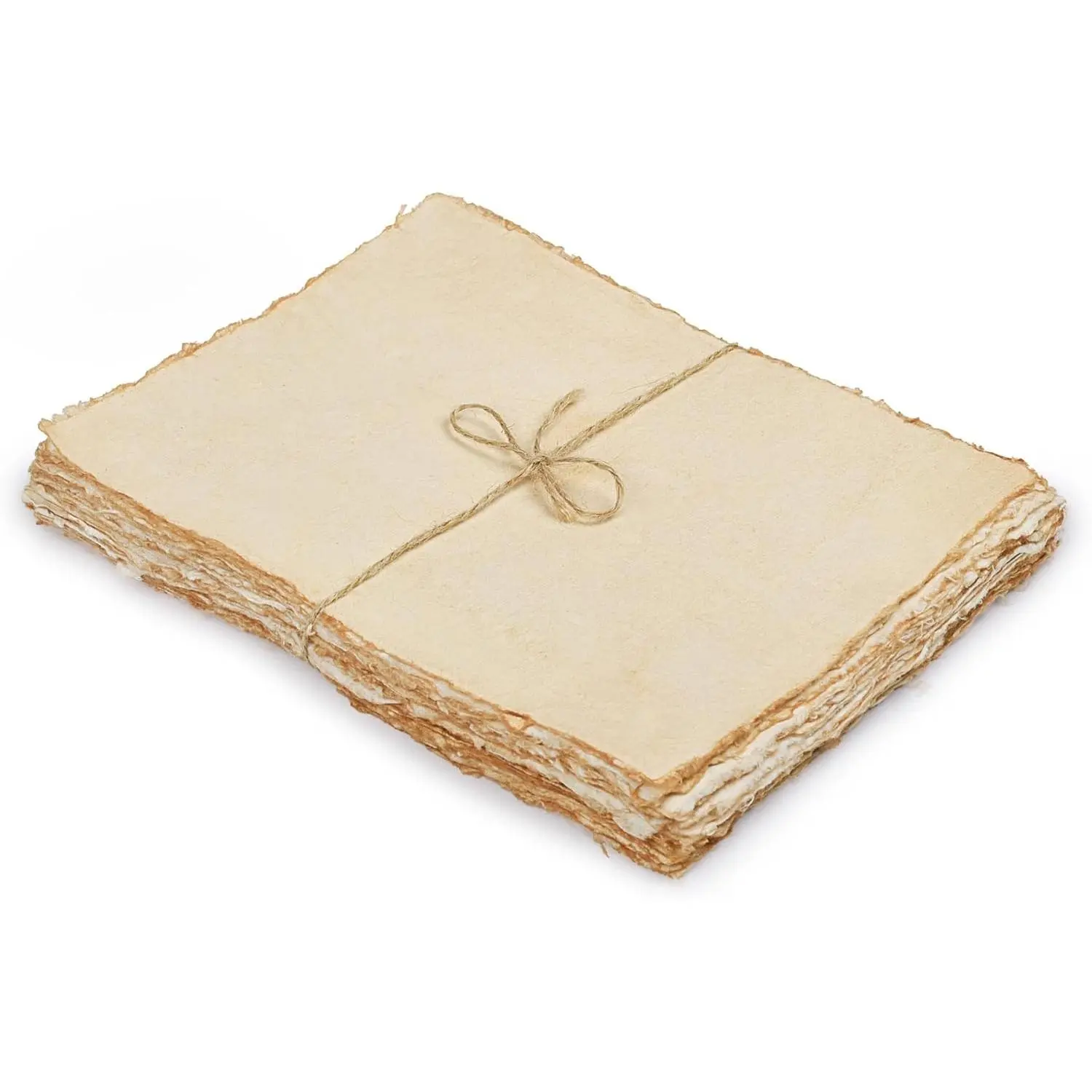 Vintage Deckled Edge Handmade Watercolor Paper 4x6 | 50 Sheets of 150 GSM thick cotton paper with warm aged look for drawing, watercolor, ink, sketching and letter writing