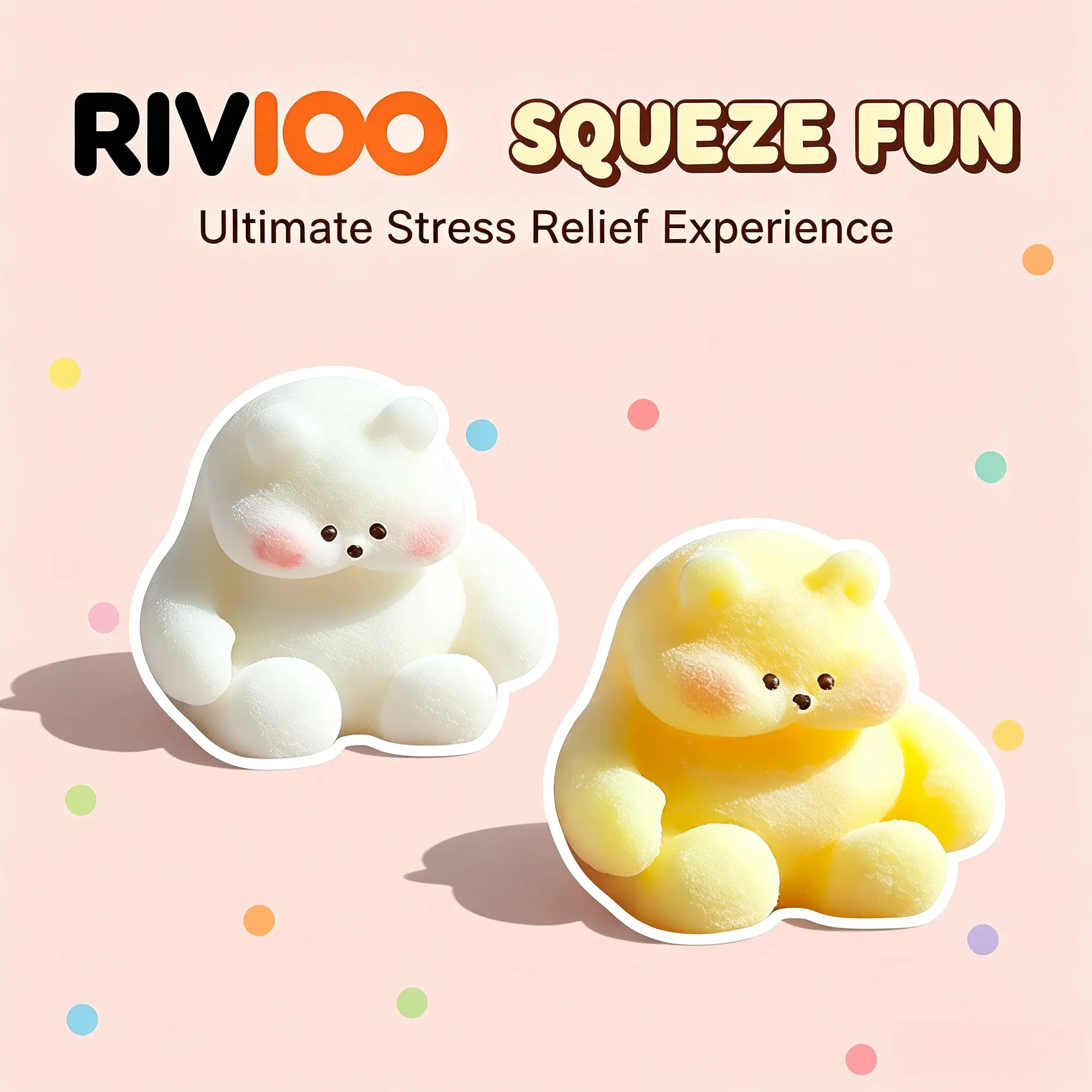 RIVIOO Dopamine Rainbow Gummy Bear Cheese Squeeze Silicone Slow-Rebound Cute Stress Relief Toy