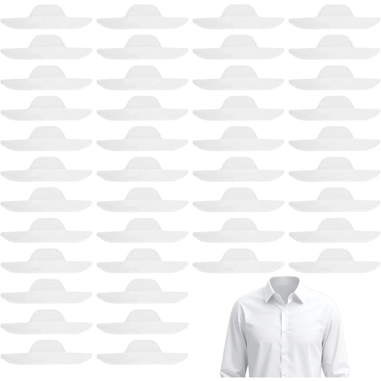 50pcs Disposable Collar Protector Clothing Protectors for Adults Unflavored Lining Stand Sticky Neck Liner Patches for Dress Shirts Hats Summer 10 x 2.72inch