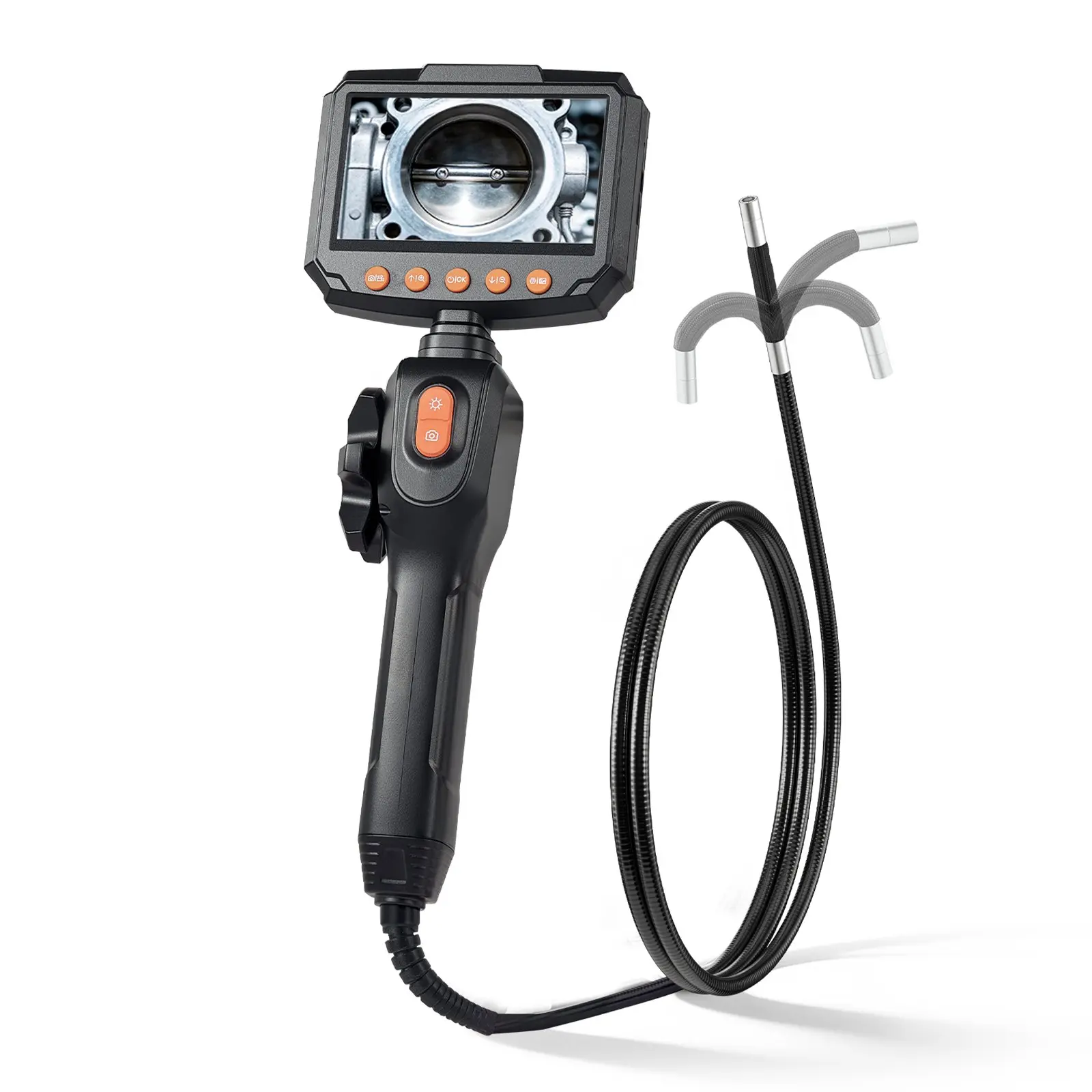 【toolupgrade】VEVOR Articulating Borescope Camera with Light, Two-Way Articulated Endoscope, 0.24" Slim Lens, 4.3" IPS Screen, 8X Zoom, IP67 Waterproof Inspection Camera for Auto, Mechanical Equipment (4.9FT Cable)