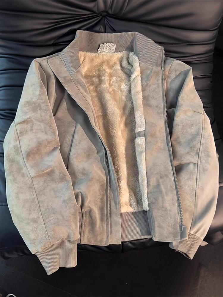 MENINMOTION Official Original Men’s Tie-Dye PU Leather Puffer Jacket – Warm, Cozy Fleece Lined Winter Motorcycle Coat