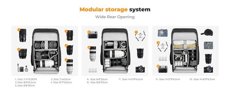 K&F CONCEPT Camera bag Backpack Waterproof 25L Large Capacity Camera Case with Raincover 15.6 Inch Laptop Compartment Compatible with Canon/Nikon/Sony/DJI Mavic Drone Travel Camera Backpack