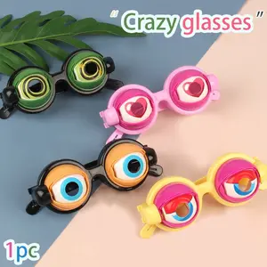 Crazy Glasses Novelty Prank Toy, Perfect Halloween Costume Party Accessory, Fun Gift Idea, Plastic Frame, No Power Supply
