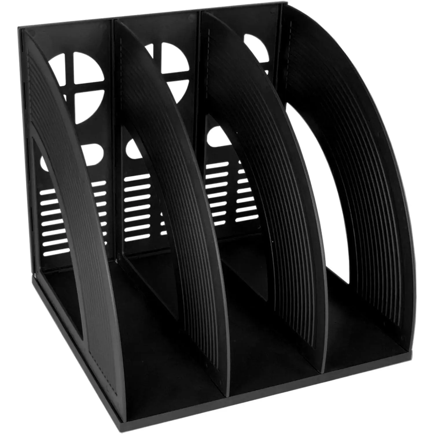 Magazine Holder Sturdy Binder Holder Desk File Sorter Plastic File Folder Organizer Stand Book Shelf Dividers Vertical Storage Rack Desktop Bookshelf Display Box for Office School Home (Black)