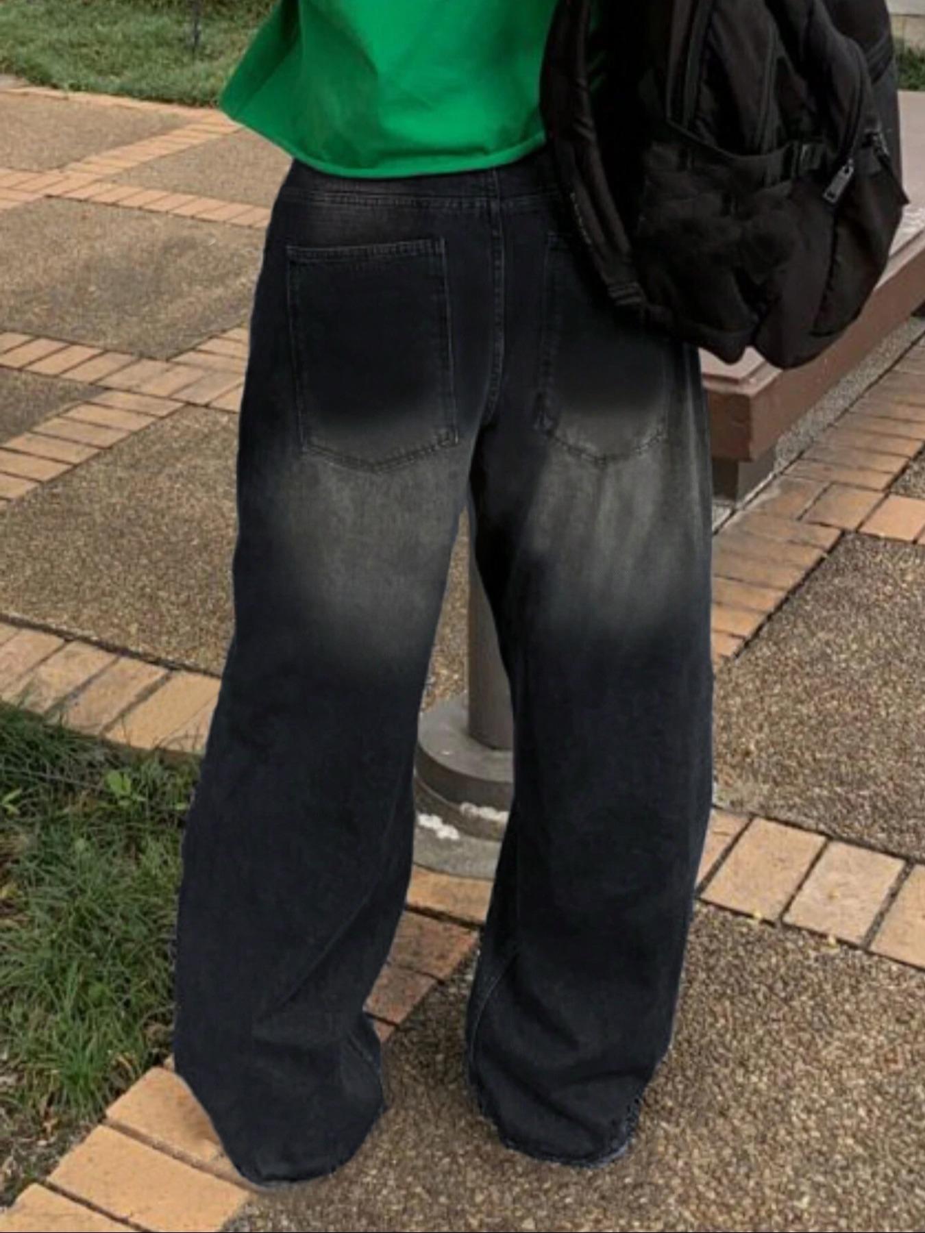 GILIPUR Women's Wide Leg Jeans Hip-Hop Loose Jeans, Y2k Streetwear Jeans, Women's Fashion Essential Pants, Casual Comfy Denim Pants For Daily Wear, All Seasons,Tchic