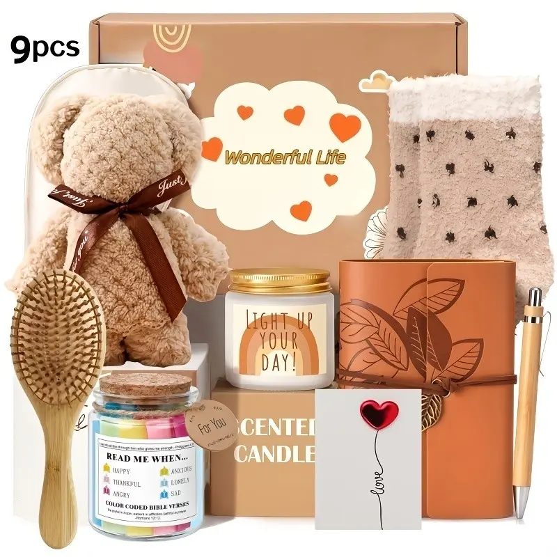 Gift For Her/Him 9pcs Self-Care Spa Gift Basket for Women, Get Well Soon Birthday Gifts, Sympathy Care Package Thinking of You Gift Set for Mom Friend Sister Wife Teacher, Mother'S Day Easter Gifts for Women And Teacher
