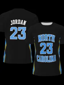 Men's Basketball Jersey No.23 Vintage Embroidered Breathable Training Top, Athletic Top, Sports Workout Top, Sleeveless Sports Shirt, Long Loose-Fit Cartoon Pattern, S-Xxxl