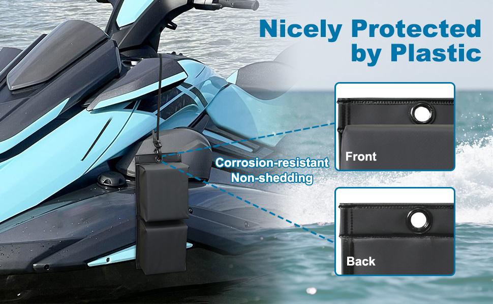 PWC Fender Bumper, Boat Fenders Bumpers with 2 Elastic Cords, 2 Boat Dock Rope, for Jet Ski Dock Fenders Boat Bumpers, 14x6x3.2inch