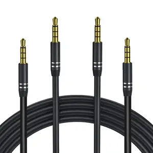 2 Pack 3.5mm Audio Cable Male Male (4Ft/1.2M), 4 Pole Hi-Fi Stereo AUX Cord, Audio Jack Auxiliary Cord Extension Adapter for Headphones, Car and All 3.5 mm Enabled Devices Black