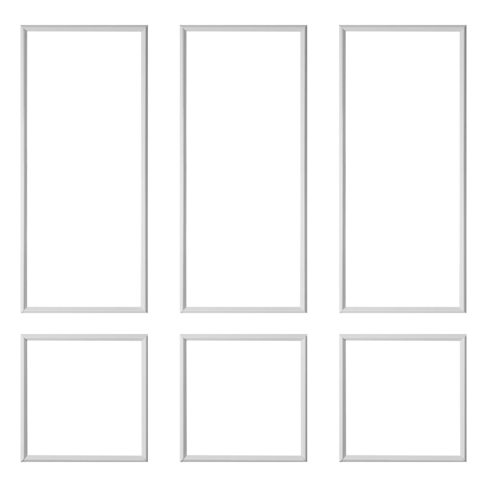 VEVOR Wall Molding 3 Pack, Wainscoting Panels Kit, Lightweight Paintable Polystyrene, Easy to Install, Waterproof Accent Wide Profile Trim for Interior Living Room, Bedroom,White (24x54 + 24x24 in)