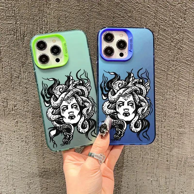 Medusa Pattern iPhone 16 15 14 13 12 XR XS X Plus Pro Max Phone Case Artistic Style Shockproof Protective Cover Durable Scratch-resistant Fashion Trend High-quality Lightweight Eco-friendly Material New Hot-selling Gift