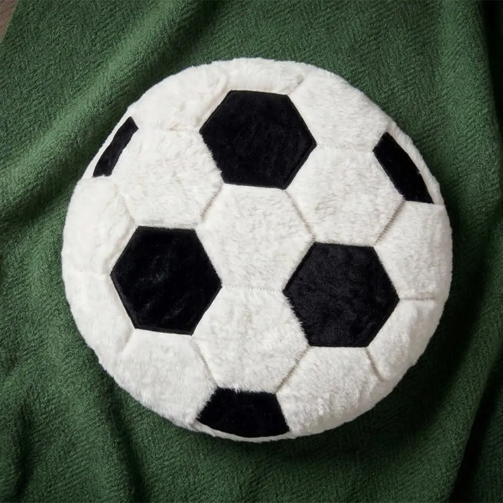 Plush Soccer Pillow, Round Ball Throw Pillow, Football Shaped Decorative Throw Pillow for  Room, Sofa, Bed-Soft &  Birthday  for Soccer Enthusiasts