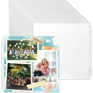 30 Pack 12" x 12" Scrapbook Page Protectors Craft Paper Protective Sleeves Photo Vinyl Storage Pockets Organizer Scrapbook Binder Album Supplies