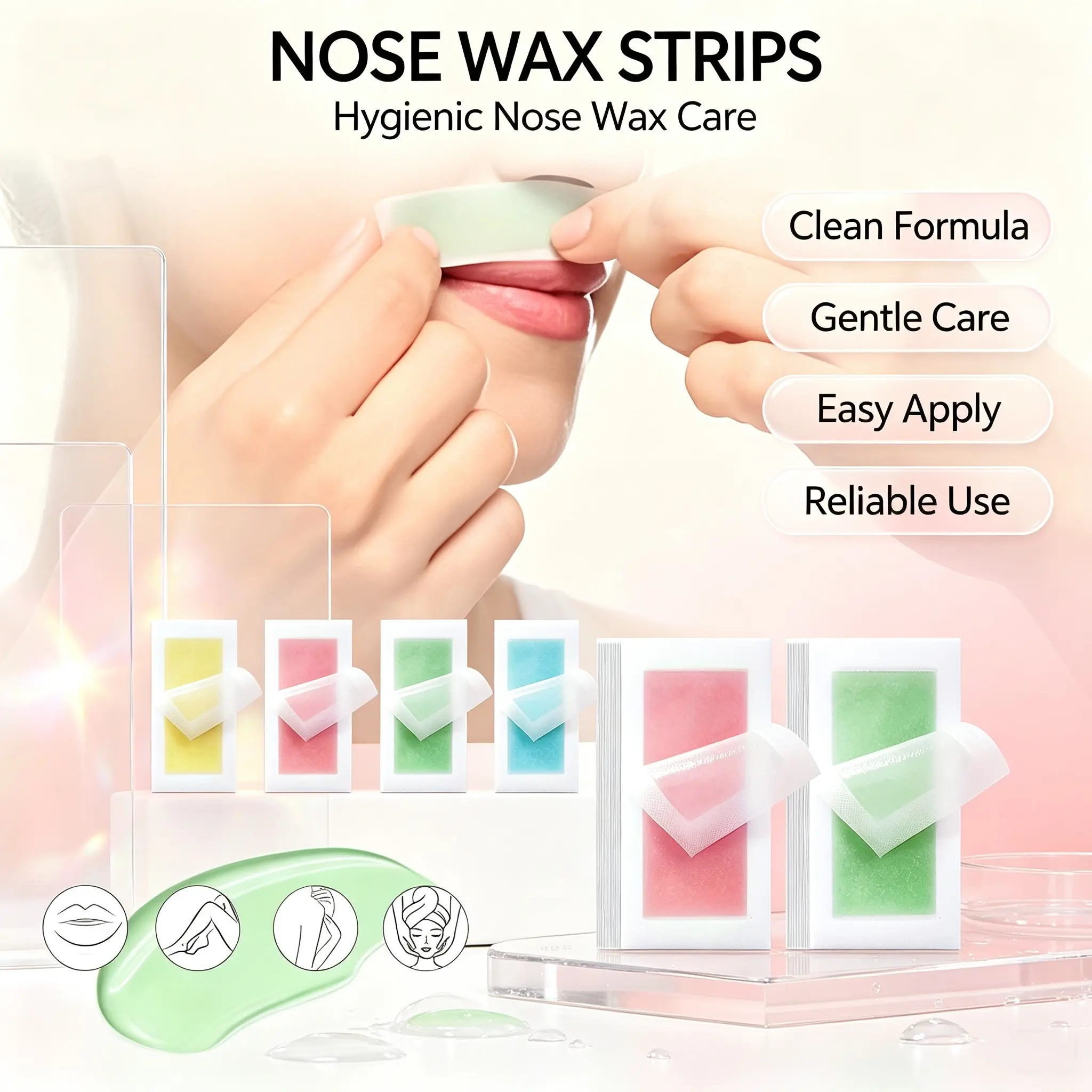 20pcs Fragrant Hair Removal Wax Strips, Suitable for Face, Brows, Lips, Mustache, Cheeks, Portable, Practical, Quick, Gentle, Non-Irritating