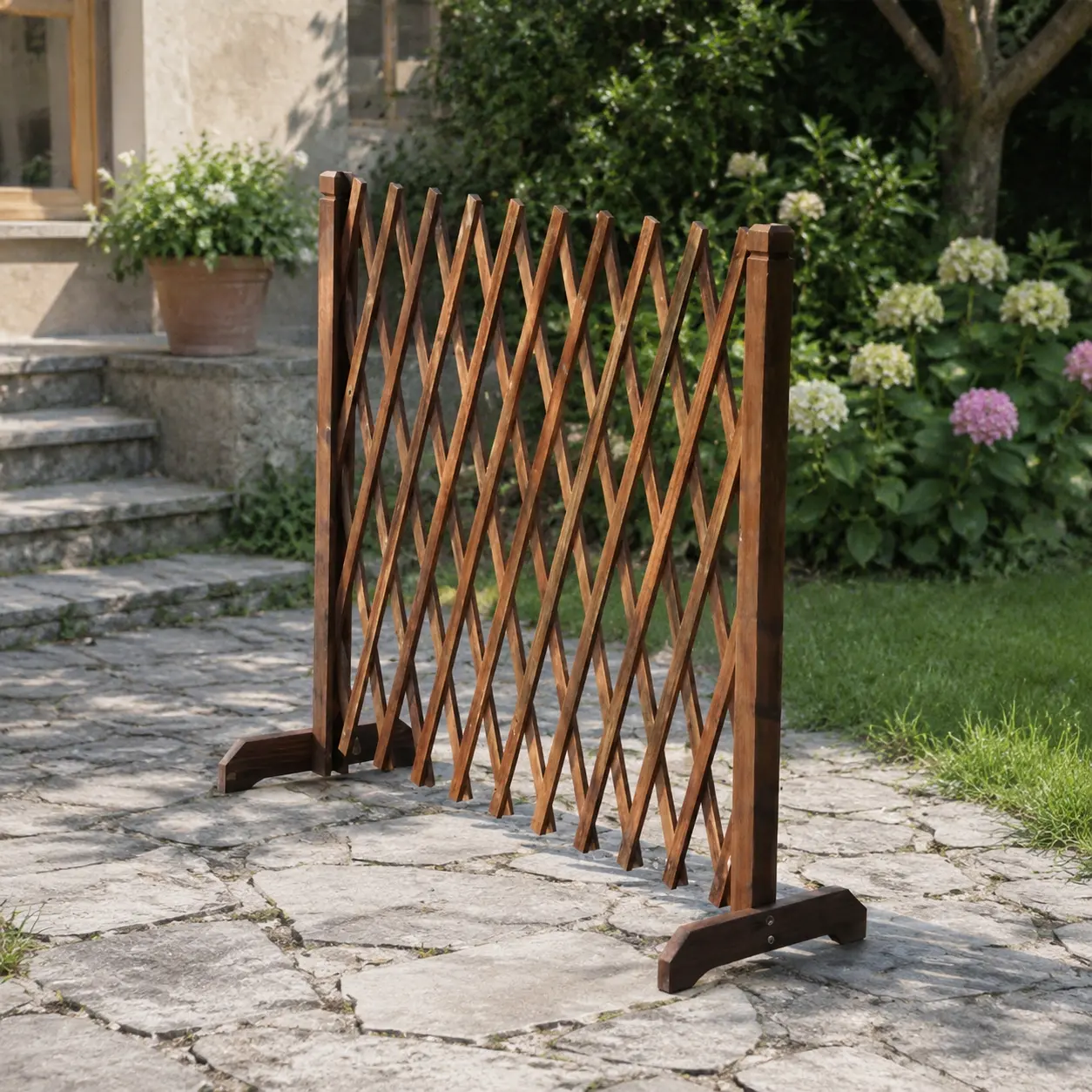 Adjustable Pressure-Treated Wood Fence Grid Trellis, Patio Balcony Floral Vine Support, Living Room Dining Area Divider, Moveable Garden Barrier